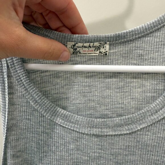 Free People Intimately Gray Racer Back Tank Medium Distressed Hem Boho Layering - Picture 2 of 6